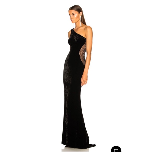 BRAND NEW Black Velvet and Lace One Shoulder Stella McCartney Gown - Picture 4 of 11